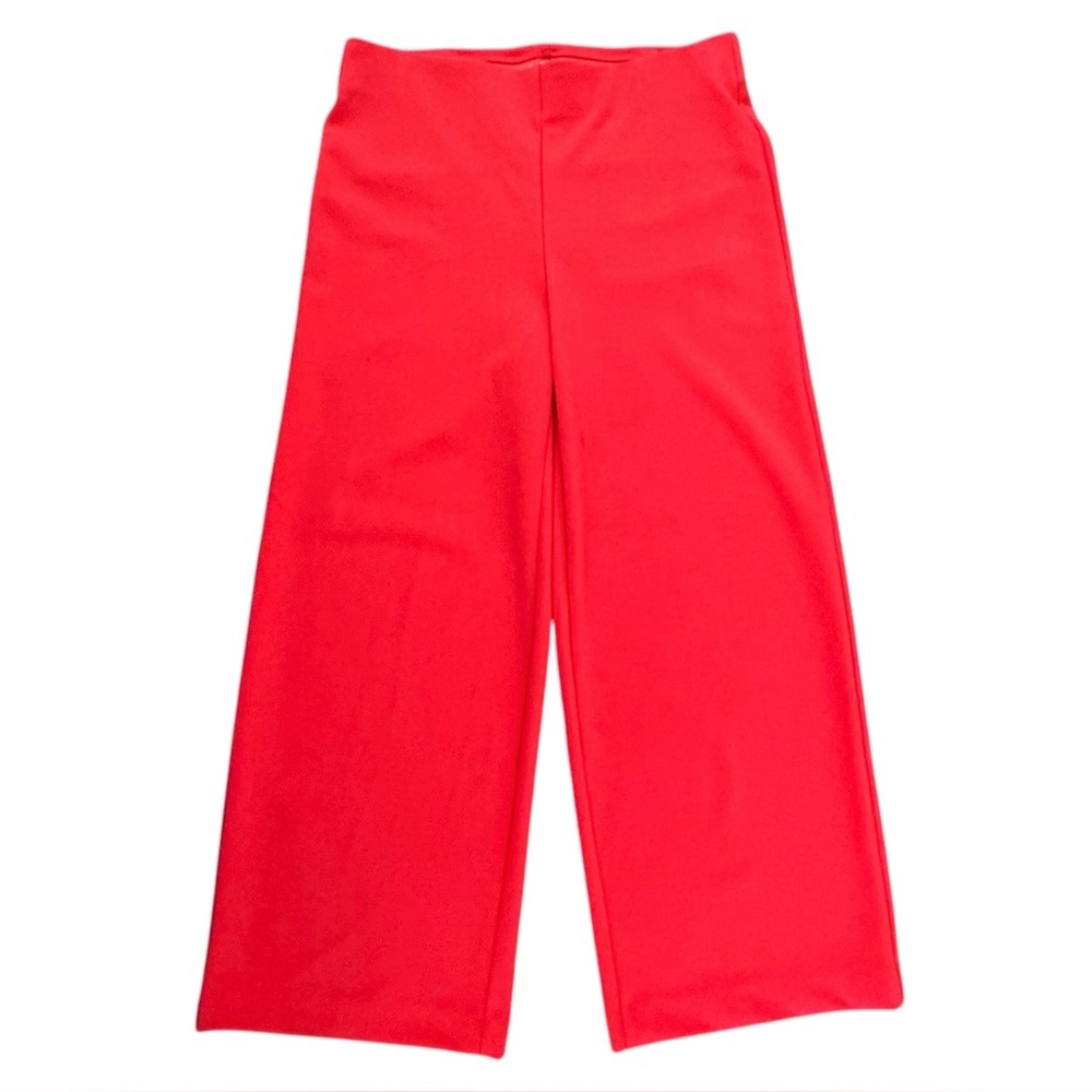 LOFT Size Small Tangerine Flat Front Polyester-Spandex Pull On Wide Leg Pants